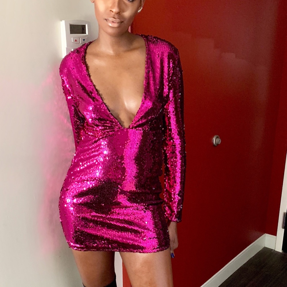 Pink Sequin Party Dress